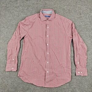 J McLaughlin Shirt Mens Medium Red Check Cotton Long Sleeve Button Up Casual